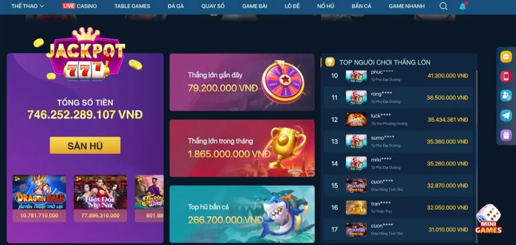Đa dạng các tựa game bắn cá